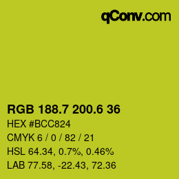 カラーコード: RGB 188.7 200.6 36 | qconv.com