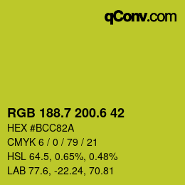 カラーコード: RGB 188.7 200.6 42 | qconv.com