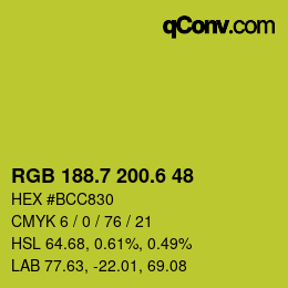 カラーコード: RGB 188.7 200.6 48 | qconv.com