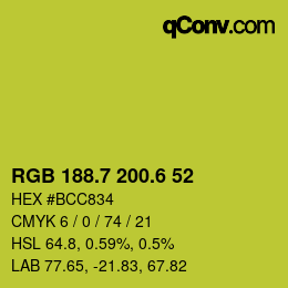 カラーコード: RGB 188.7 200.6 52 | qconv.com