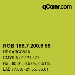 カラーコード: RGB 188.7 200.6 58 | qconv.com