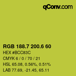 カラーコード: RGB 188.7 200.6 60 | qconv.com