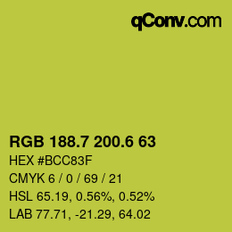 カラーコード: RGB 188.7 200.6 63 | qconv.com