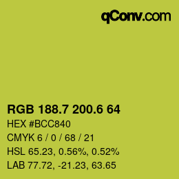 カラーコード: RGB 188.7 200.6 64 | qconv.com