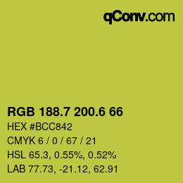 カラーコード: RGB 188.7 200.6 66 | qconv.com