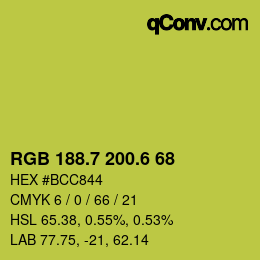 カラーコード: RGB 188.7 200.6 68 | qconv.com