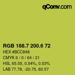 カラーコード: RGB 188.7 200.6 72 | qconv.com