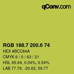 カラーコード: RGB 188.7 200.6 74 | qconv.com