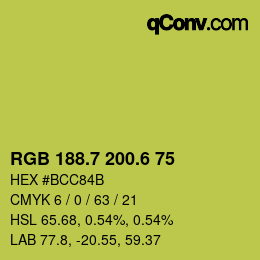 カラーコード: RGB 188.7 200.6 75 | qconv.com