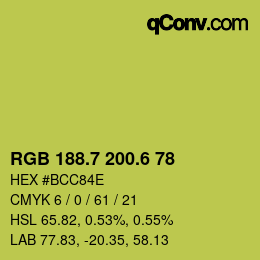 カラーコード: RGB 188.7 200.6 78 | qconv.com
