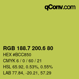 カラーコード: RGB 188.7 200.6 80 | qconv.com