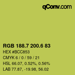 カラーコード: RGB 188.7 200.6 83 | qconv.com