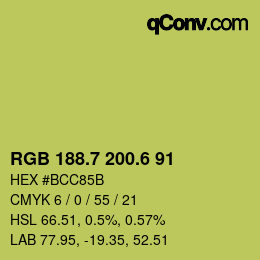 カラーコード: RGB 188.7 200.6 91 | qconv.com