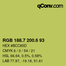 カラーコード: RGB 188.7 200.6 93 | qconv.com