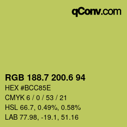カラーコード: RGB 188.7 200.6 94 | qconv.com