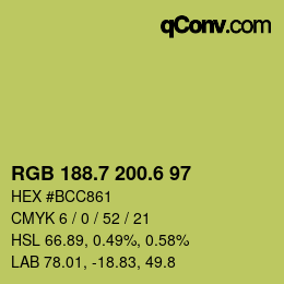 カラーコード: RGB 188.7 200.6 97 | qconv.com