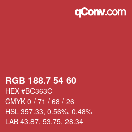 カラーコード: RGB 188.7 54 60 | qconv.com