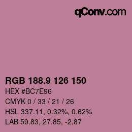 カラーコード: RGB 188.9 126 150 | qconv.com