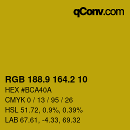 カラーコード: RGB 188.9 164.2 10 | qconv.com