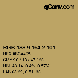 Farbcode: RGB 188.9 164.2 101 | qconv.com