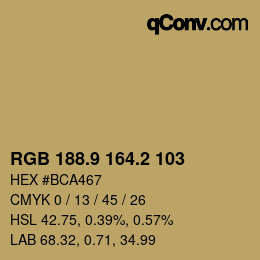 Color code: RGB 188.9 164.2 103 | qconv.com