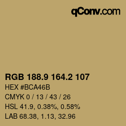 カラーコード: RGB 188.9 164.2 107 | qconv.com