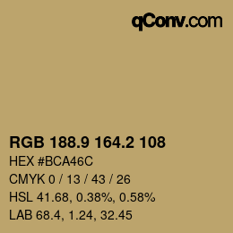 カラーコード: RGB 188.9 164.2 108 | qconv.com