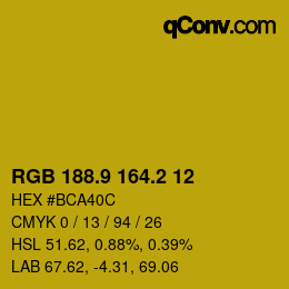 カラーコード: RGB 188.9 164.2 12 | qconv.com