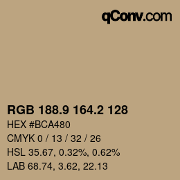 カラーコード: RGB 188.9 164.2 128 | qconv.com