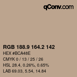 Color code: RGB 188.9 164.2 142 | qconv.com