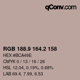 Farbcode: RGB 188.9 164.2 158 | qconv.com