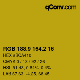 カラーコード: RGB 188.9 164.2 16 | qconv.com