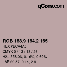 カラーコード: RGB 188.9 164.2 165 | qconv.com