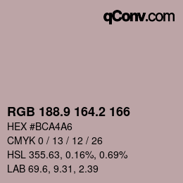 Color code: RGB 188.9 164.2 166 | qconv.com