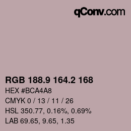 カラーコード: RGB 188.9 164.2 168 | qconv.com