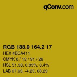 カラーコード: RGB 188.9 164.2 17 | qconv.com