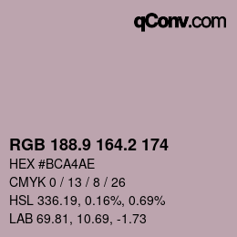 Color code: RGB 188.9 164.2 174 | qconv.com