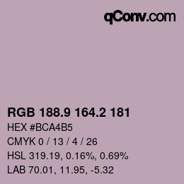Color code: RGB 188.9 164.2 181 | qconv.com