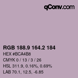 Color code: RGB 188.9 164.2 184 | qconv.com