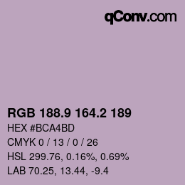 カラーコード: RGB 188.9 164.2 189 | qconv.com