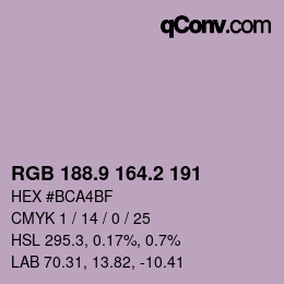 カラーコード: RGB 188.9 164.2 191 | qconv.com
