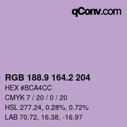 カラーコード: RGB 188.9 164.2 204 | qconv.com