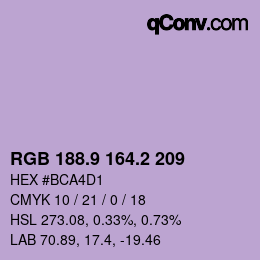 カラーコード: RGB 188.9 164.2 209 | qconv.com