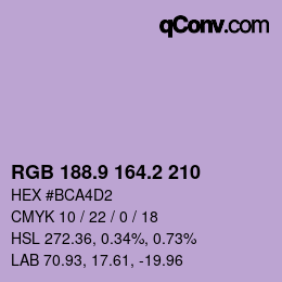 カラーコード: RGB 188.9 164.2 210 | qconv.com