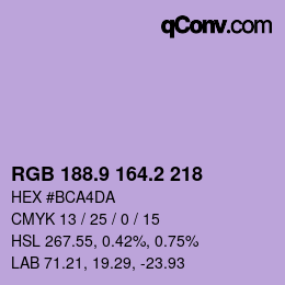 カラーコード: RGB 188.9 164.2 218 | qconv.com