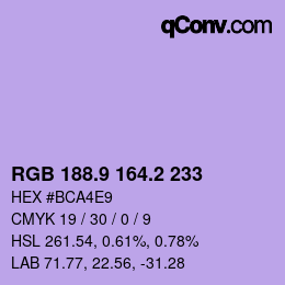カラーコード: RGB 188.9 164.2 233 | qconv.com