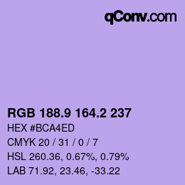 Color code: RGB 188.9 164.2 237 | qconv.com