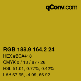 カラーコード: RGB 188.9 164.2 24 | qconv.com