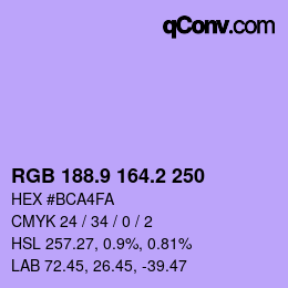 カラーコード: RGB 188.9 164.2 250 | qconv.com