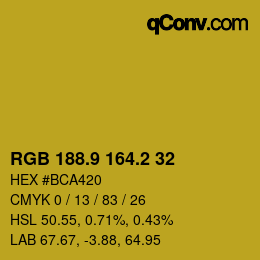 カラーコード: RGB 188.9 164.2 32 | qconv.com